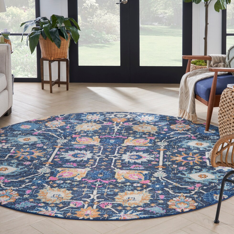 tralee blue area rug  round   