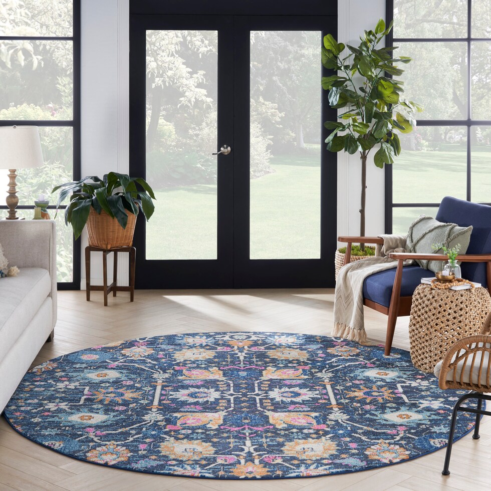 tralee blue area rug  round   