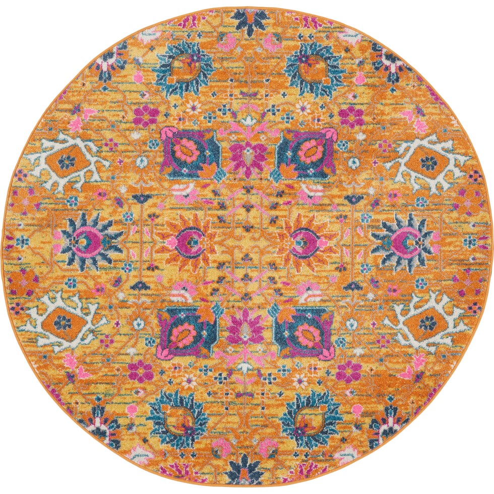 tralee orange area rug  round   