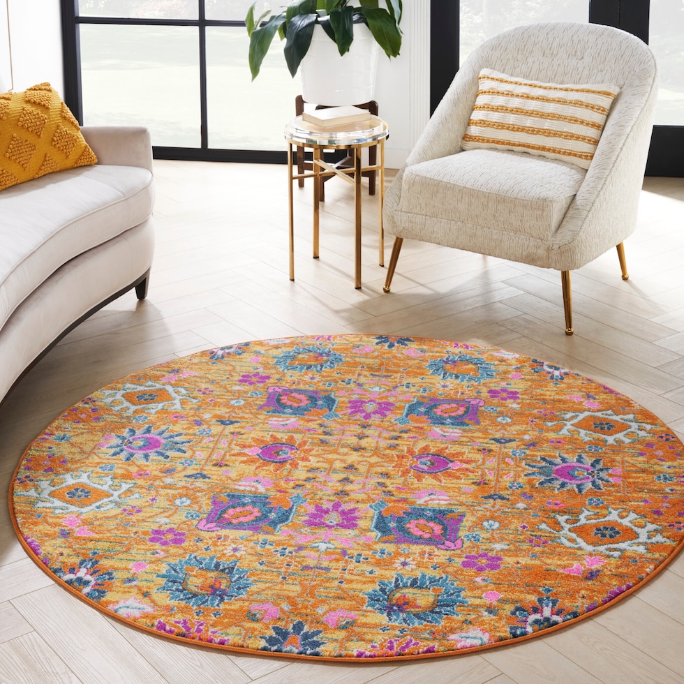 tralee orange area rug  round   