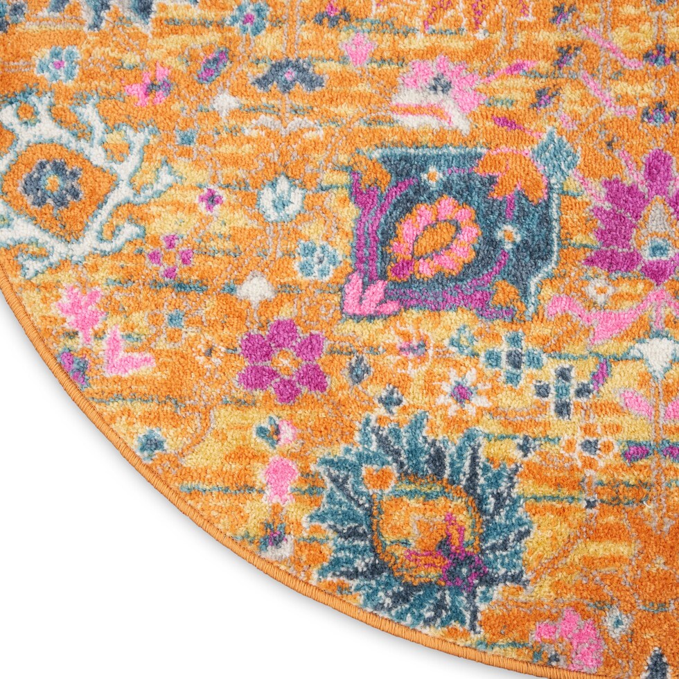 tralee orange area rug  round   