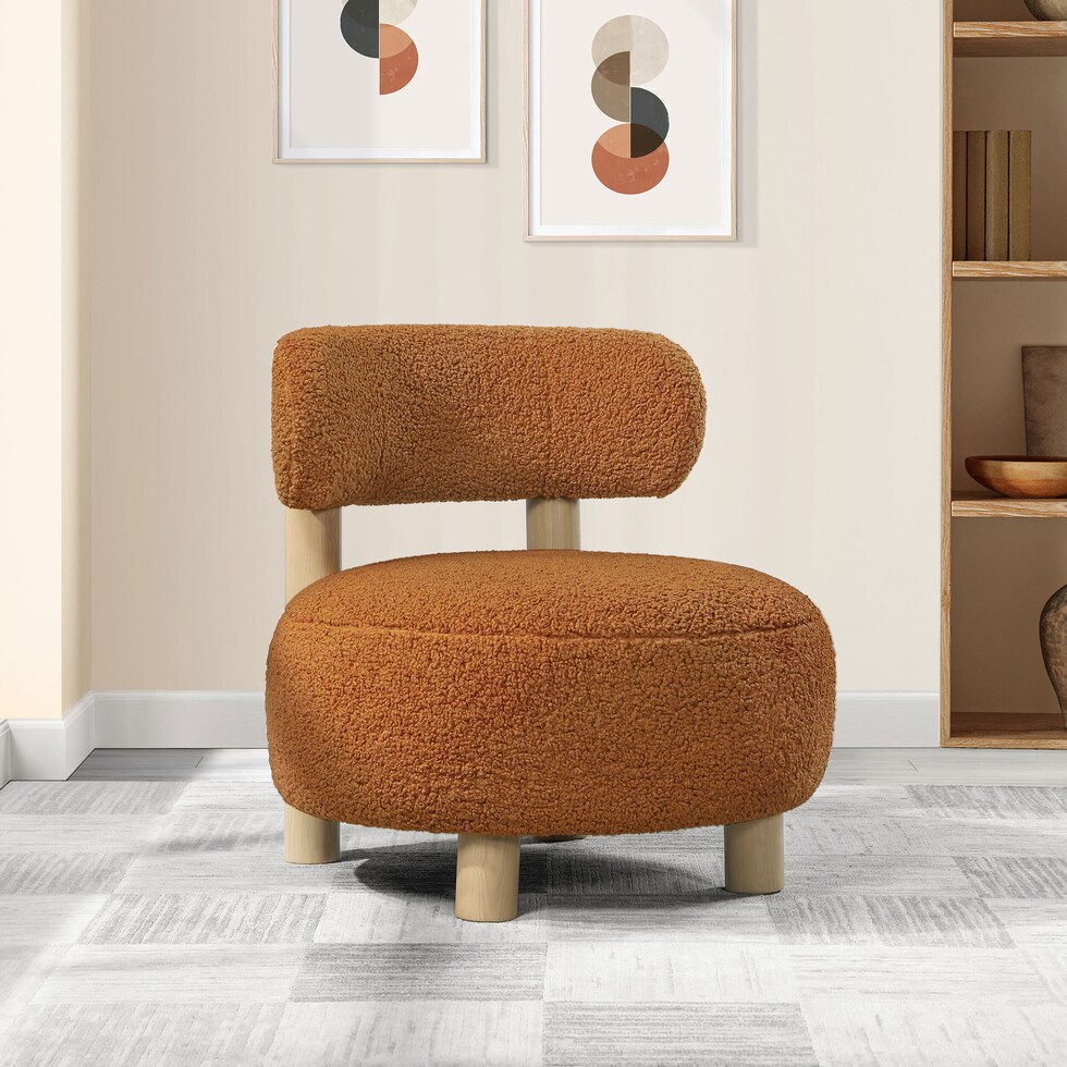 trea orange gold accent chair   