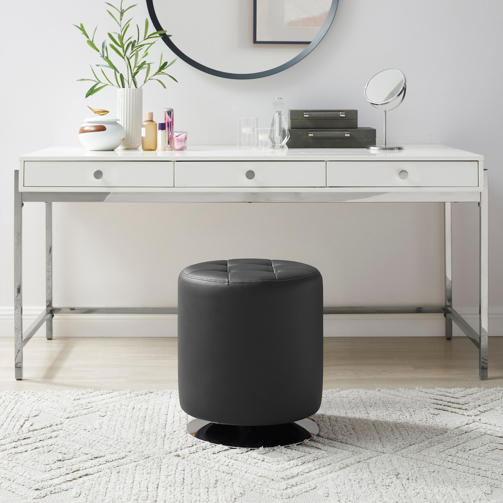 trelis black ottoman   