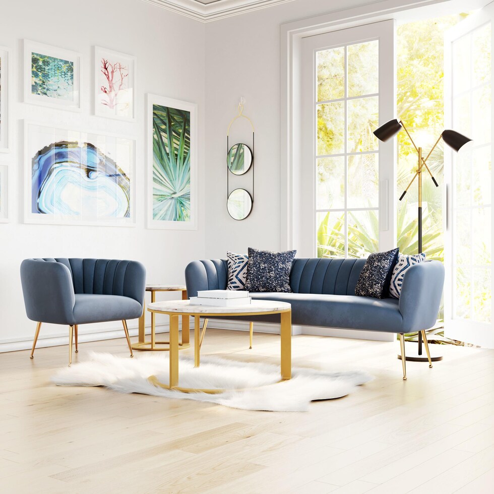 trent blue sofa   