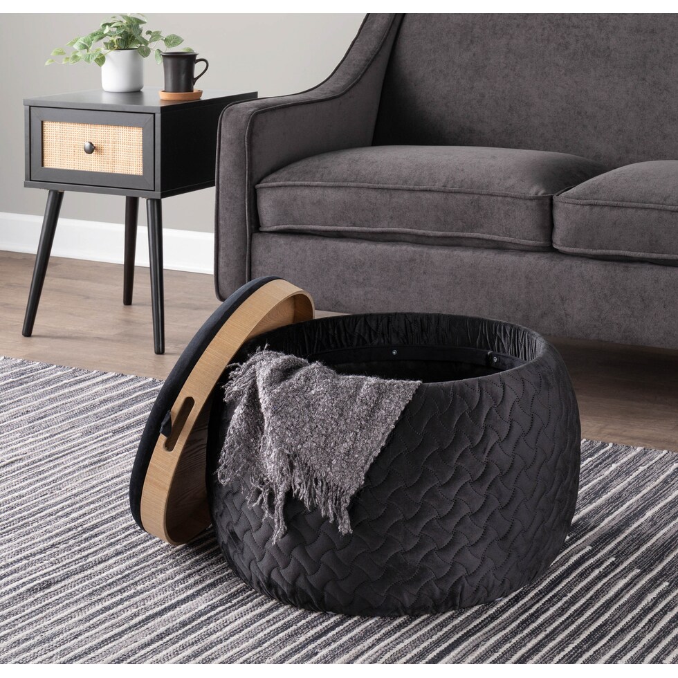 trey black pouf   