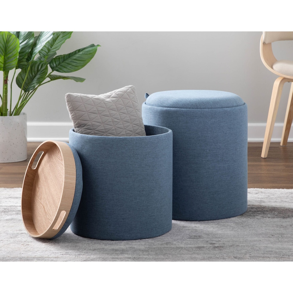 trey blue ottoman   