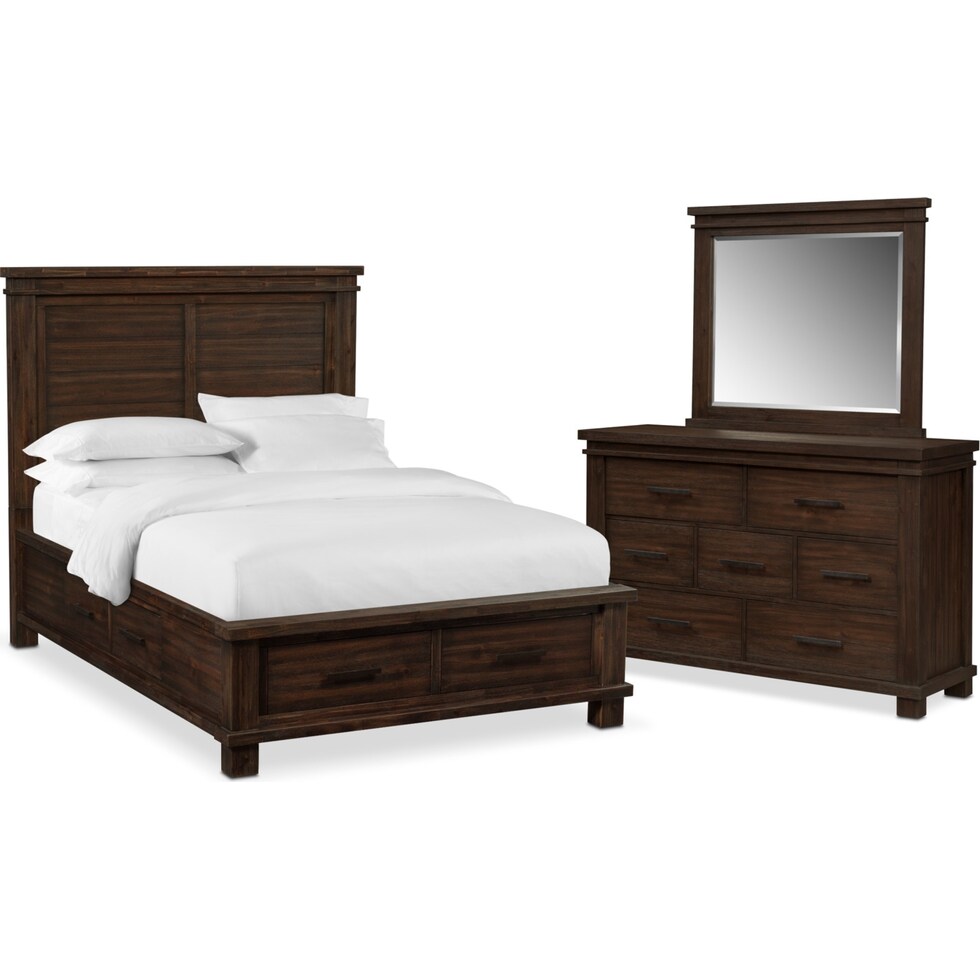 tribeca bedroom dark brown  pc king storage bedroom   
