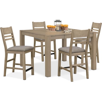 Tribeca Counter-Height Dining Table and 4 Dining Chairs - Gray
