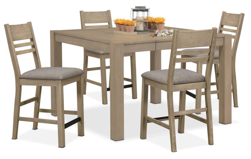 Tribeca CounterHeight Dining Table and 4 Dining Chairs Gray