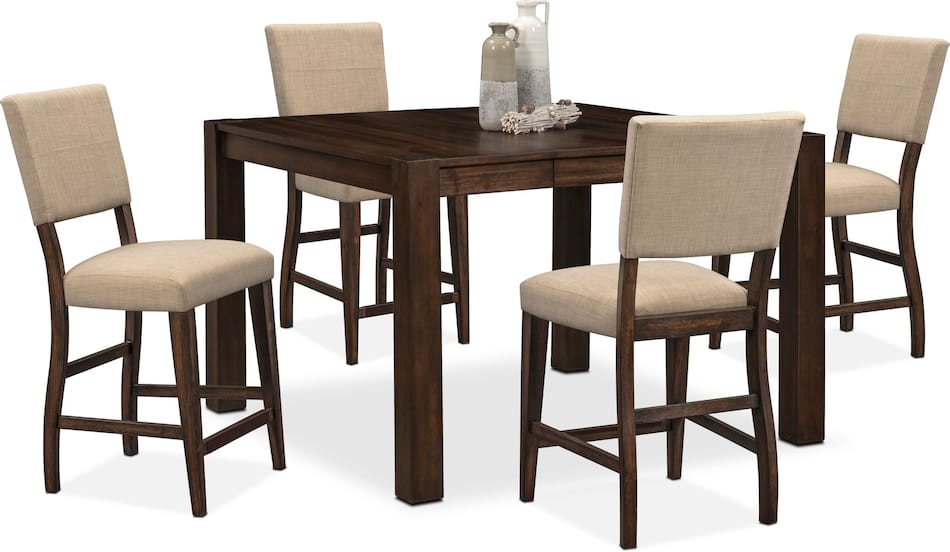Tribeca CounterHeight Dining Table and 4 Upholstered Dining Chairs