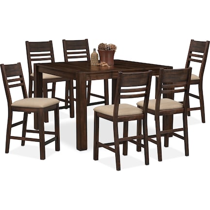 Tribeca Counter-Height Dining Table and 6 Dining Chairs - Tobacco