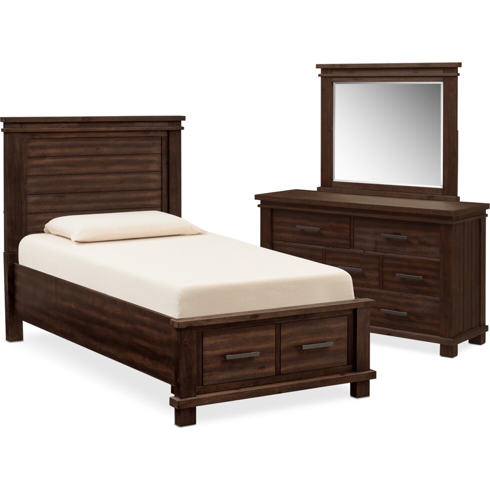 tribeca youth dark brown  pc twin bedroom   