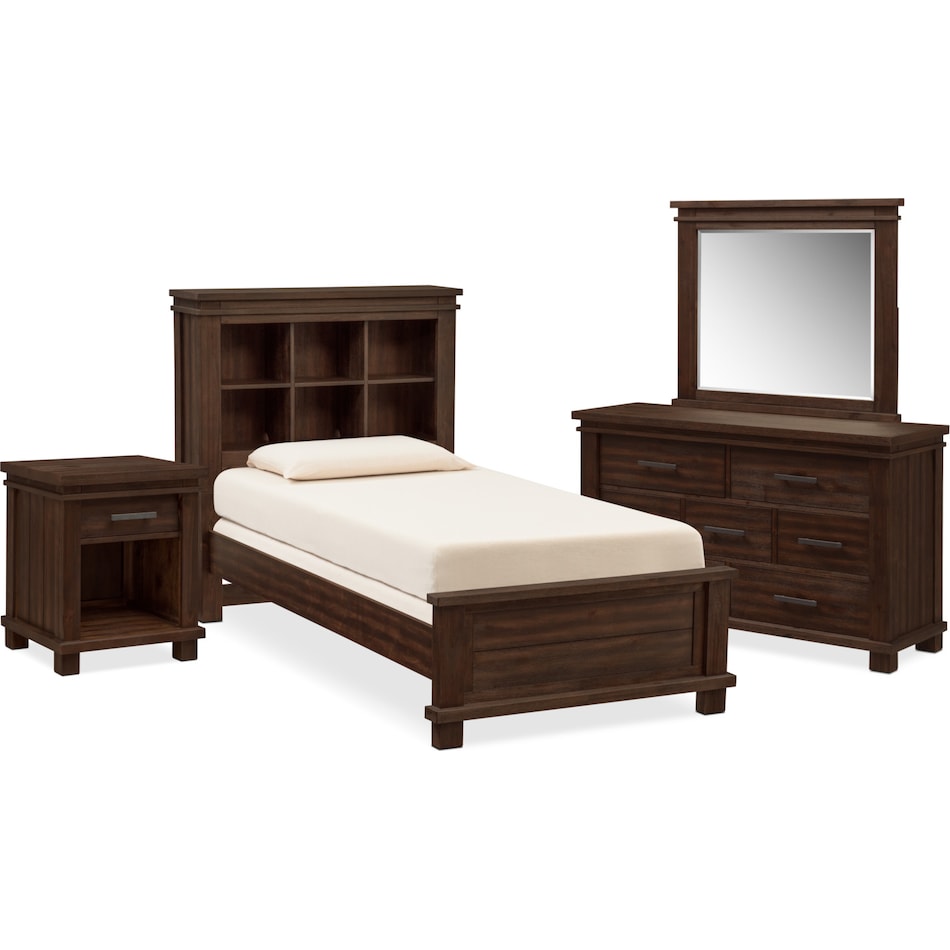 tribeca youth dark brown  pc twin bedroom   