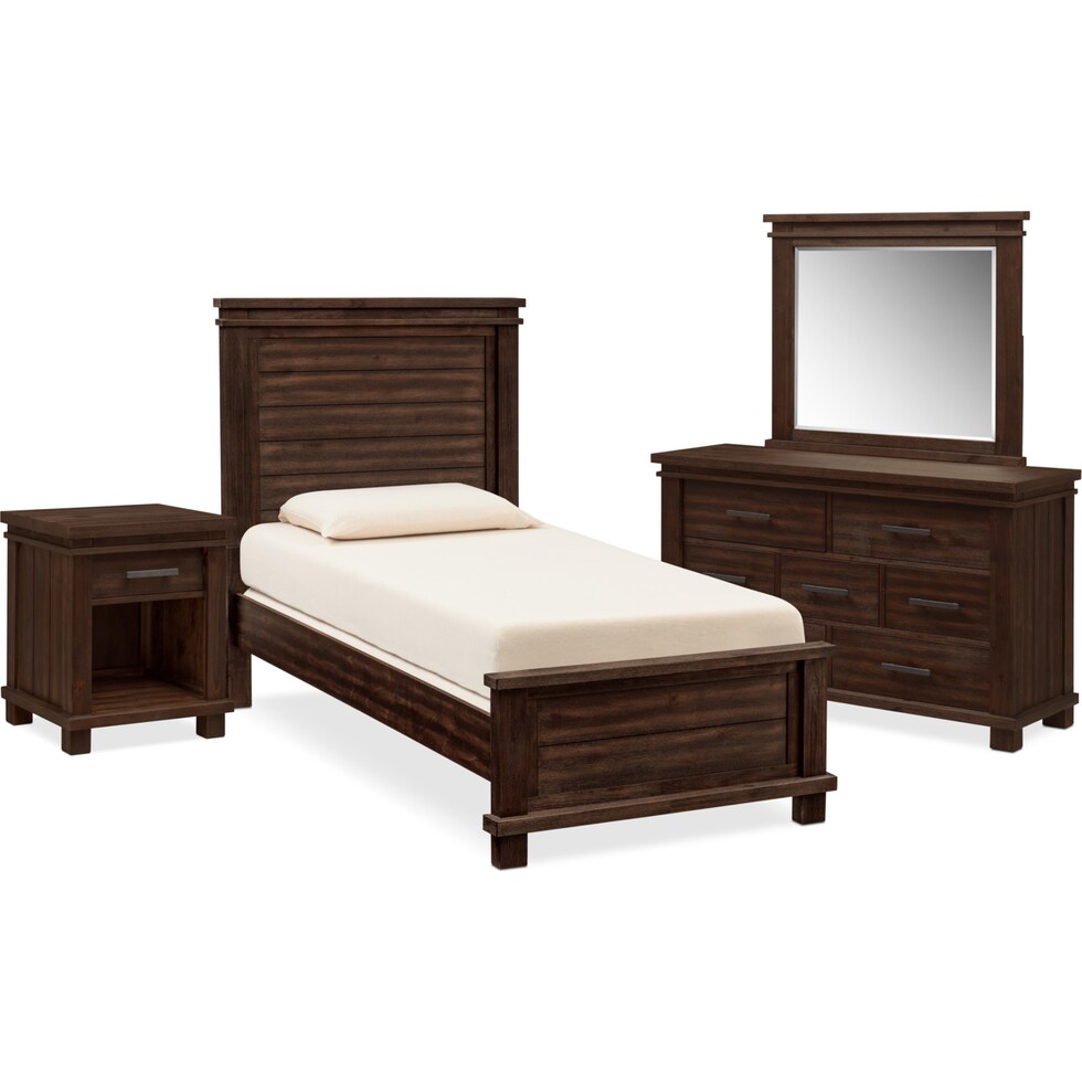 tribeca youth dark brown  pc twin bedroom   