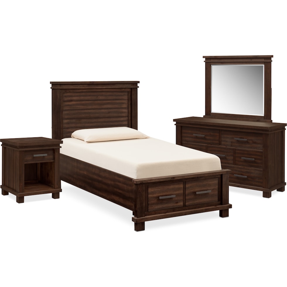 tribeca youth dark brown  pc twin bedroom   