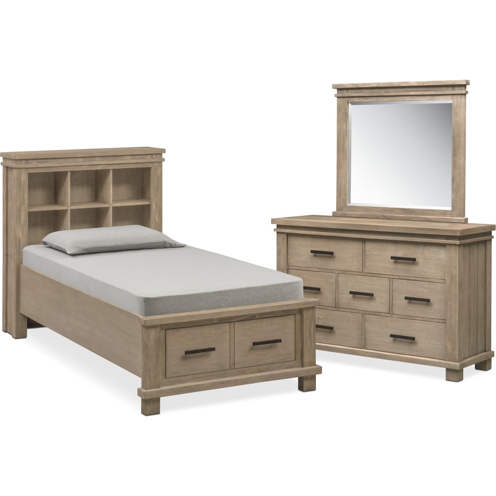 tribeca youth gray  pc twin bedroom   