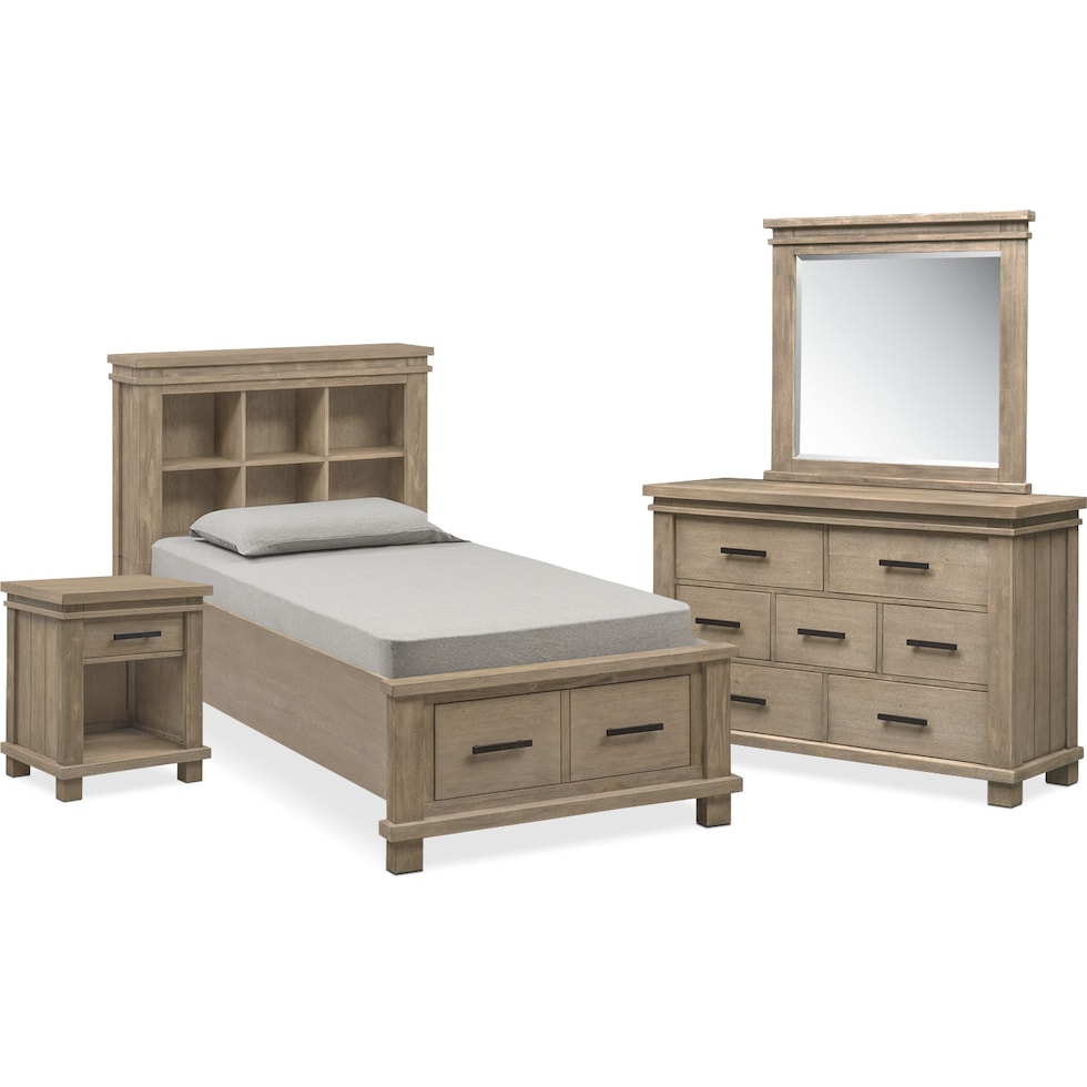 tribeca youth gray  pc twin bedroom   