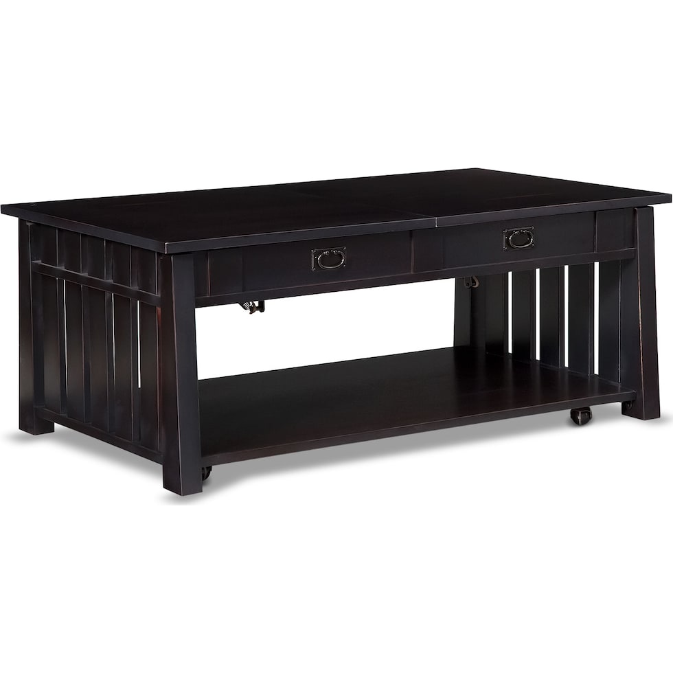 tribute ii black lift top coffee table   