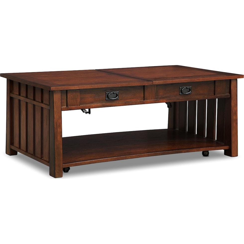 tribute dark brown lift top coffee table   