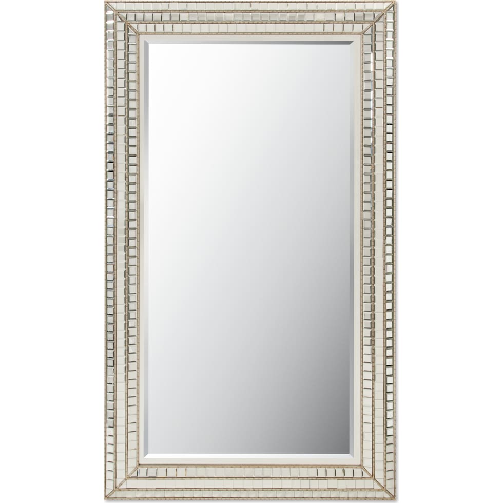 triple mosaic silver floor mirror   