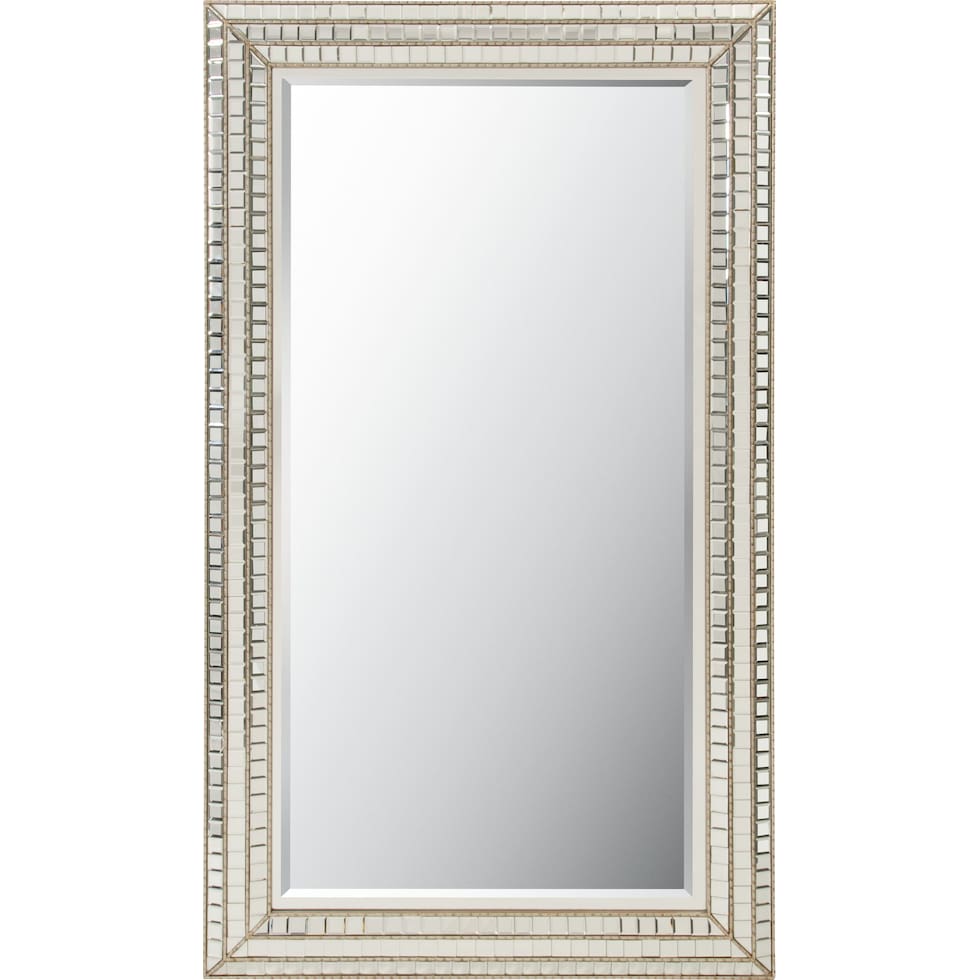 triple mosaic silver floor mirror   