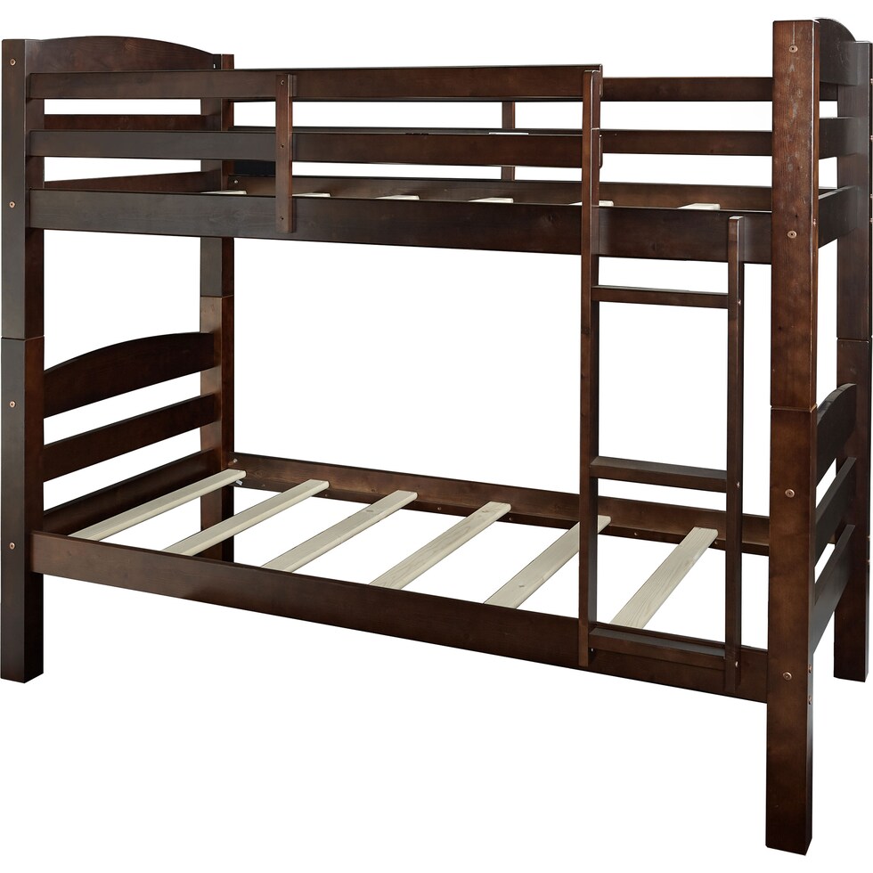 tucker dark brown twin over twin bunk bed   