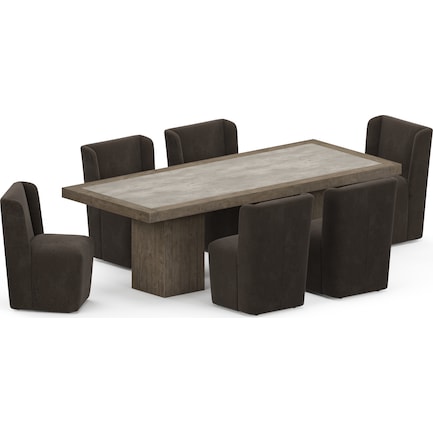 Tucson Dining Table and 6 Briggs Dining Chairs - Dark Brown