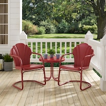 tulip red outdoor chair set   