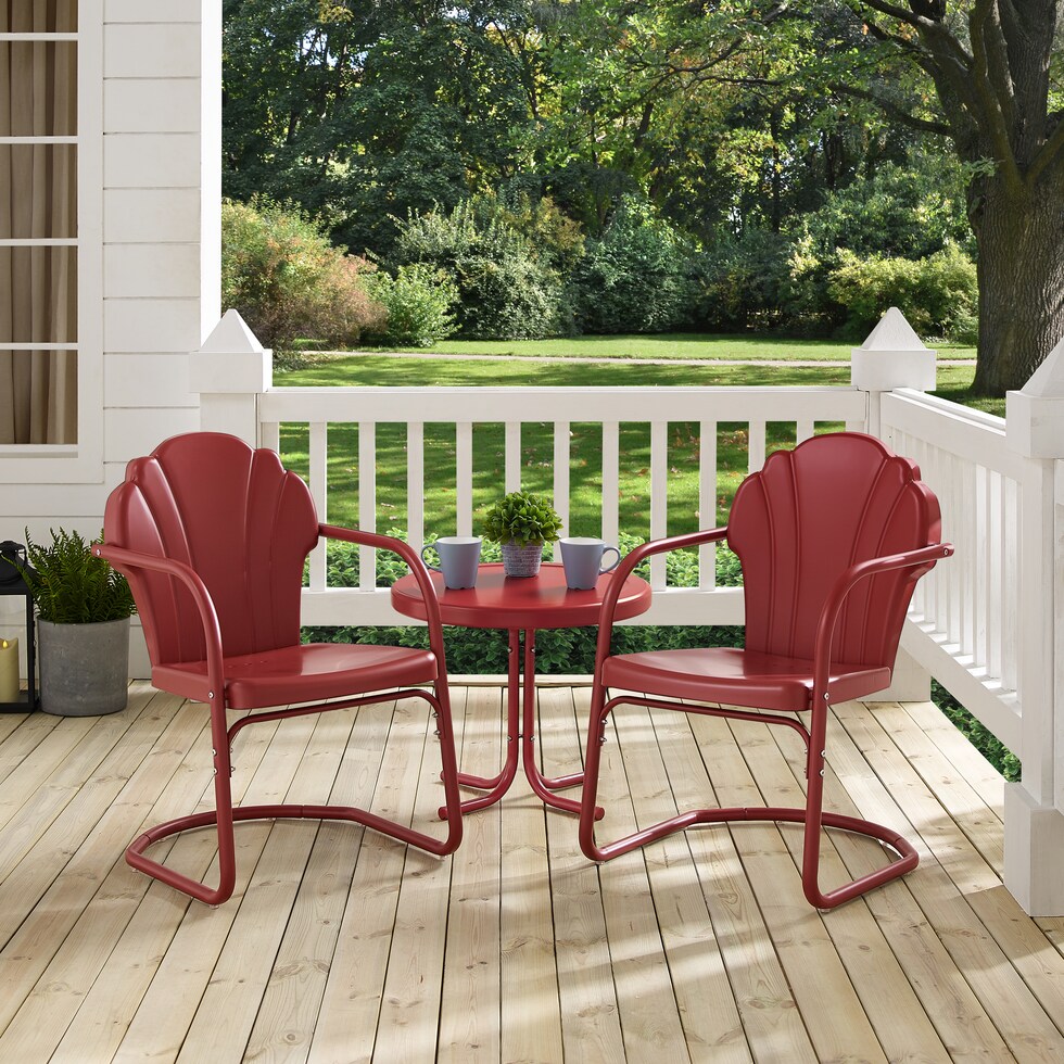 tulip red outdoor chair set   