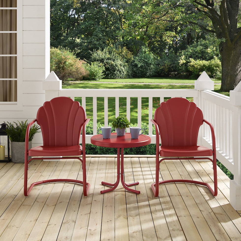 tulip red outdoor chair set   