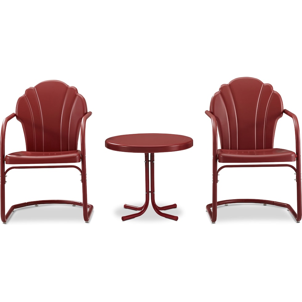 tulip red outdoor chair set   