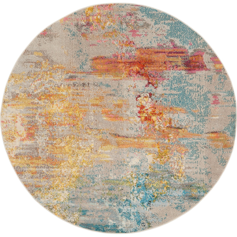 tulum multicolor area rug  round   