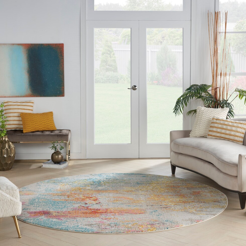 tulum multicolor area rug  round   