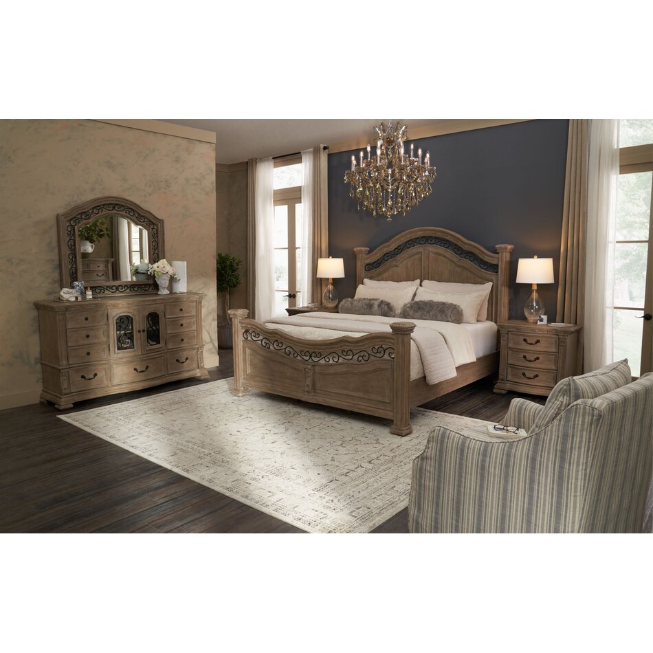 tuscany light brown  pc queen bedroom   