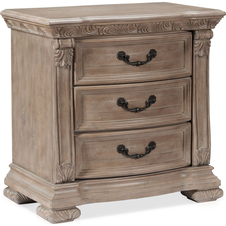 Tuscany Drawer Nightstand with USB Charging Taupe American