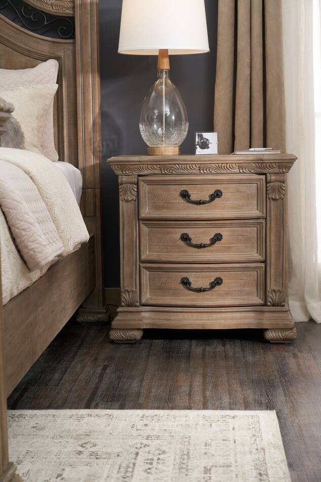 Tuscany Drawer Nightstand with USB Charging Taupe American