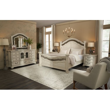 Tuscany 5-Piece Panel Bedroom Set with Dresser and Mirror