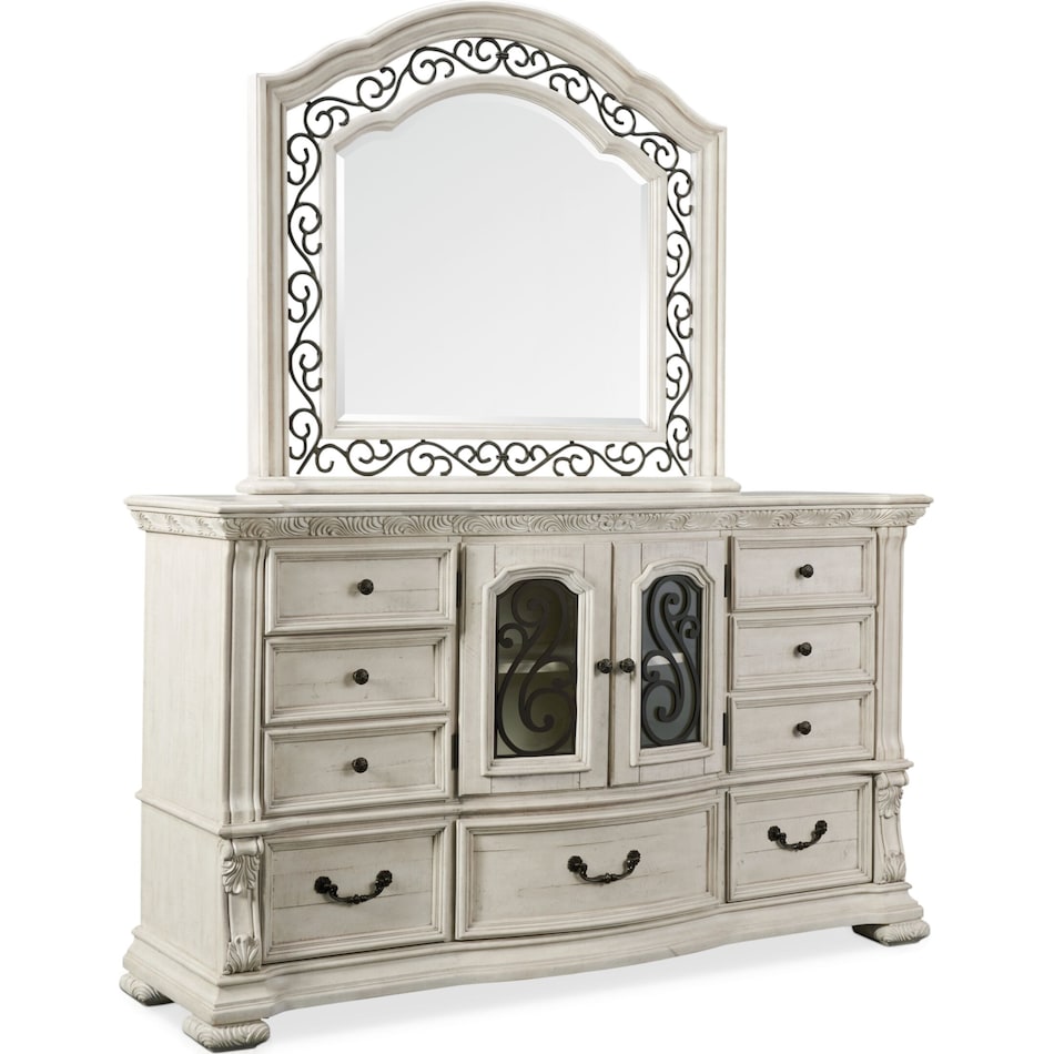 tuscany white dresser & mirror   