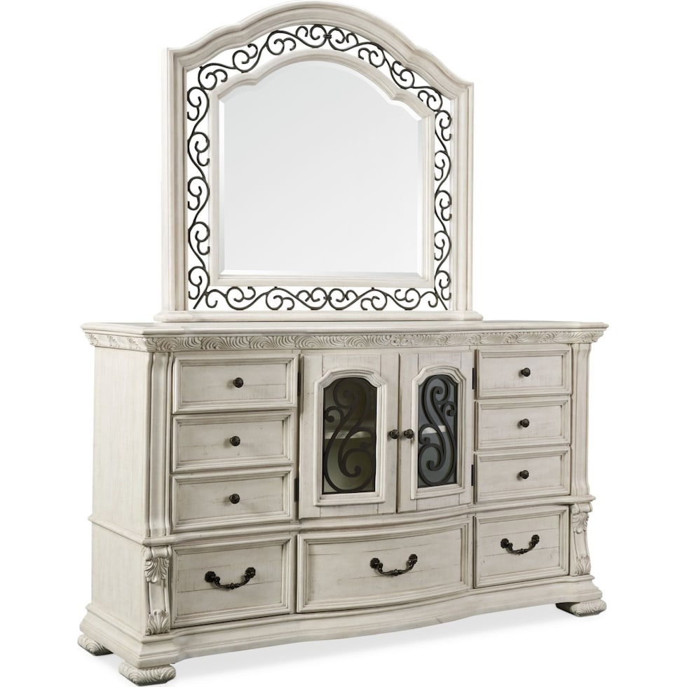 tuscany white dresser and mirror   