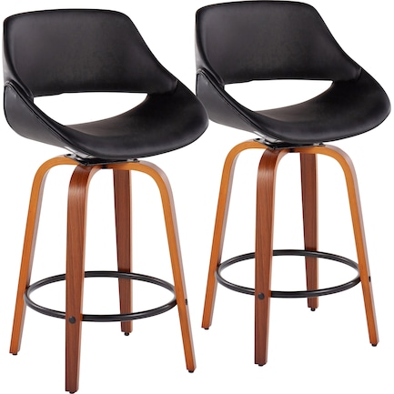 Uma Set of 2 Counter-Height Stools with Round Foot Rest