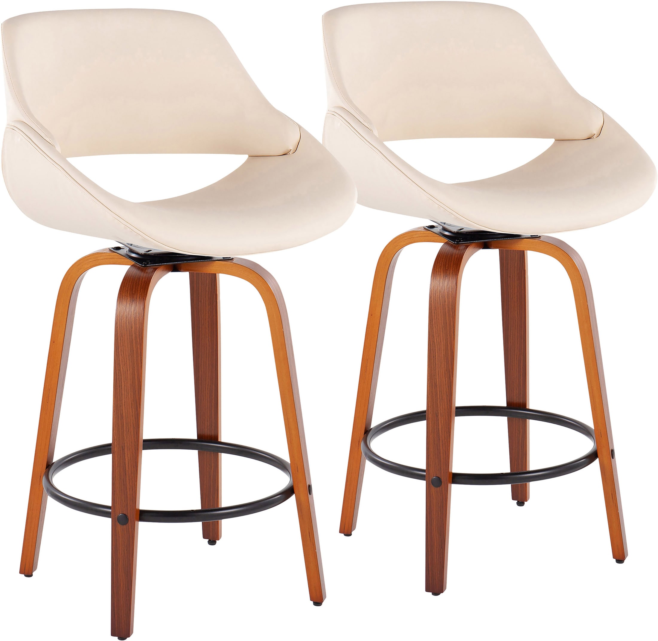 Uma Set of 2 CounterHeight Stools with Round Foot Rest American