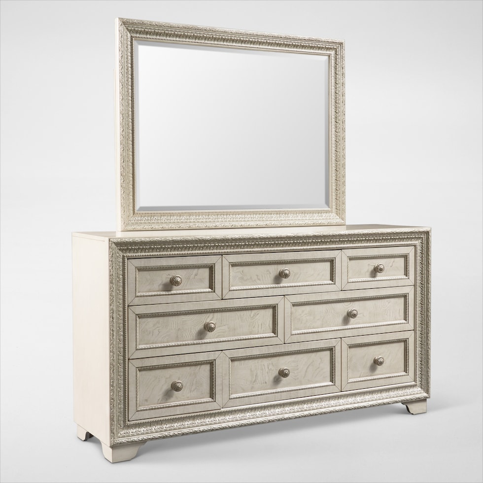 valentina champagne dresser and mirror web   