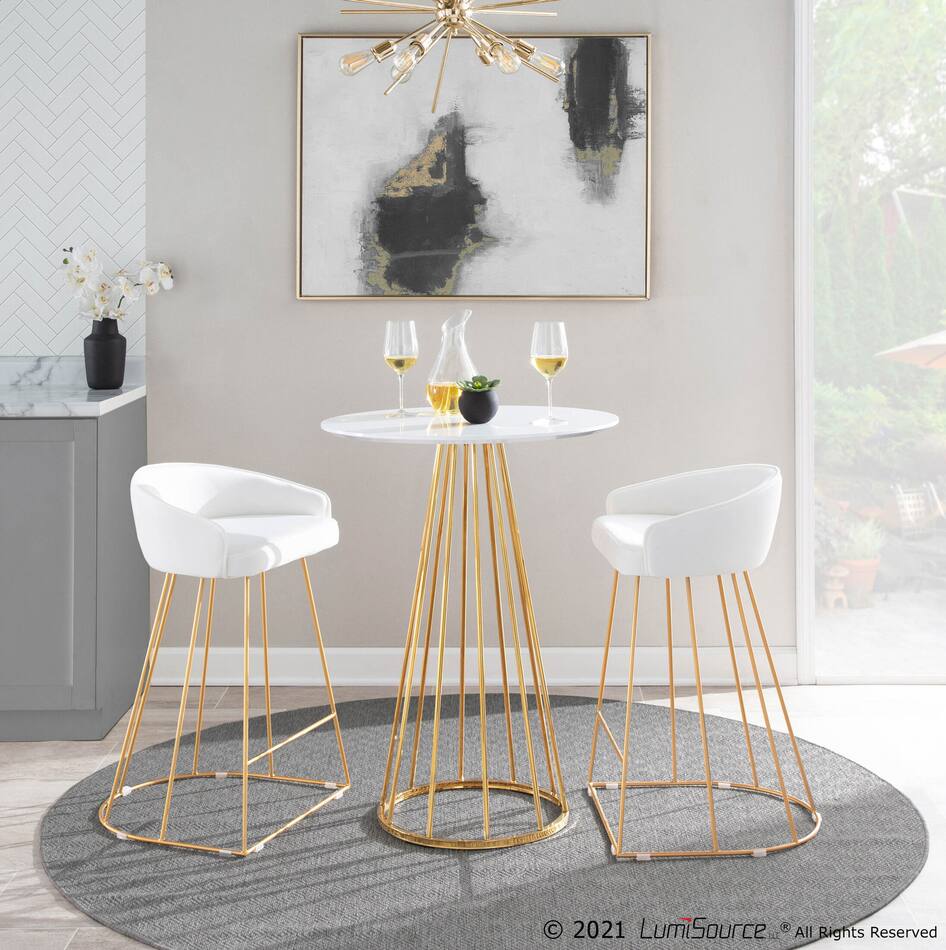 Valerie CounterHeight Table Gold/White American Signature Furniture