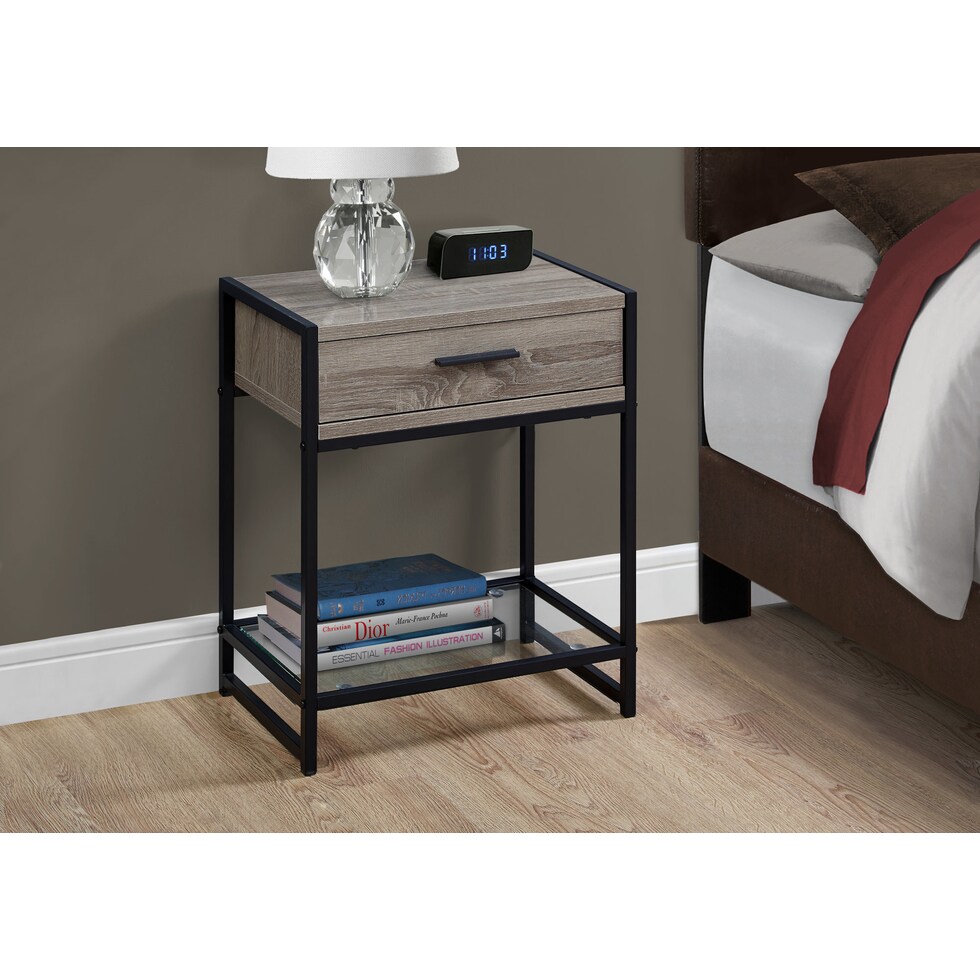 velma light brown end table   