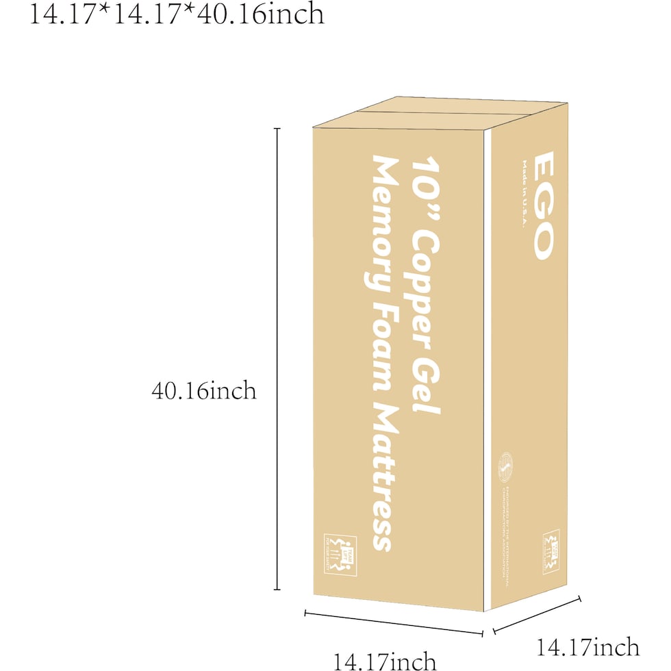 ventilated copper gel aerofusion memory foam dimension schematic   