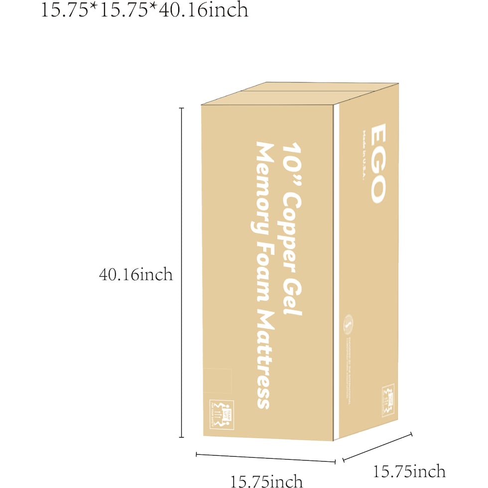 ventilated copper gel aerofusion memory foam dimension schematic   