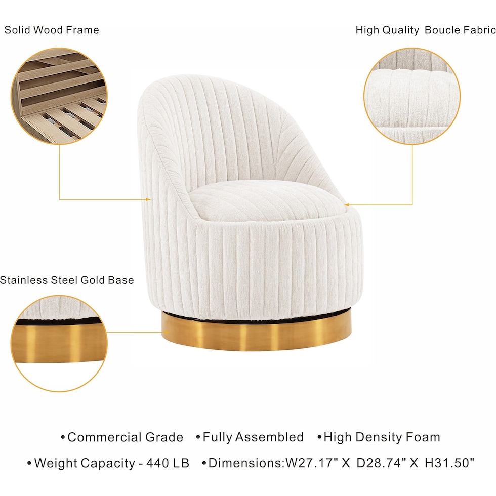 venus cream accent chair   