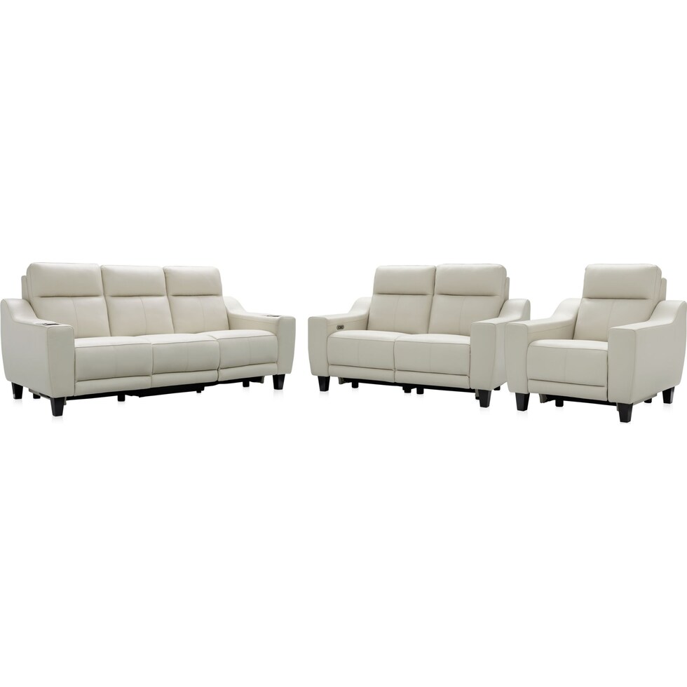 vesper white  pc power reclining living room   