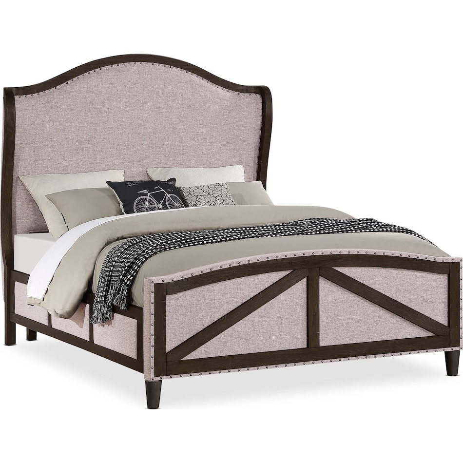 victor gray king upholstered bed   