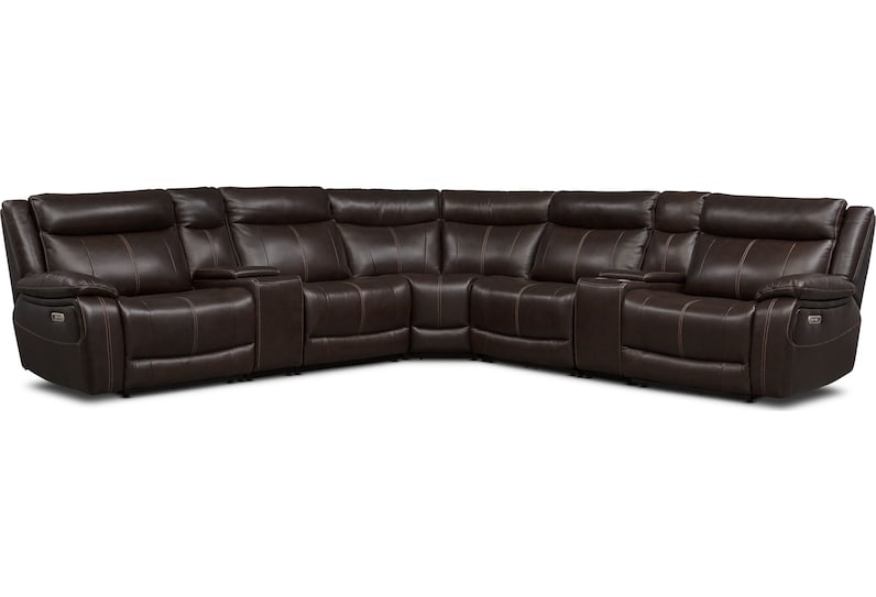 vince dark brown  pc power reclining sectional   